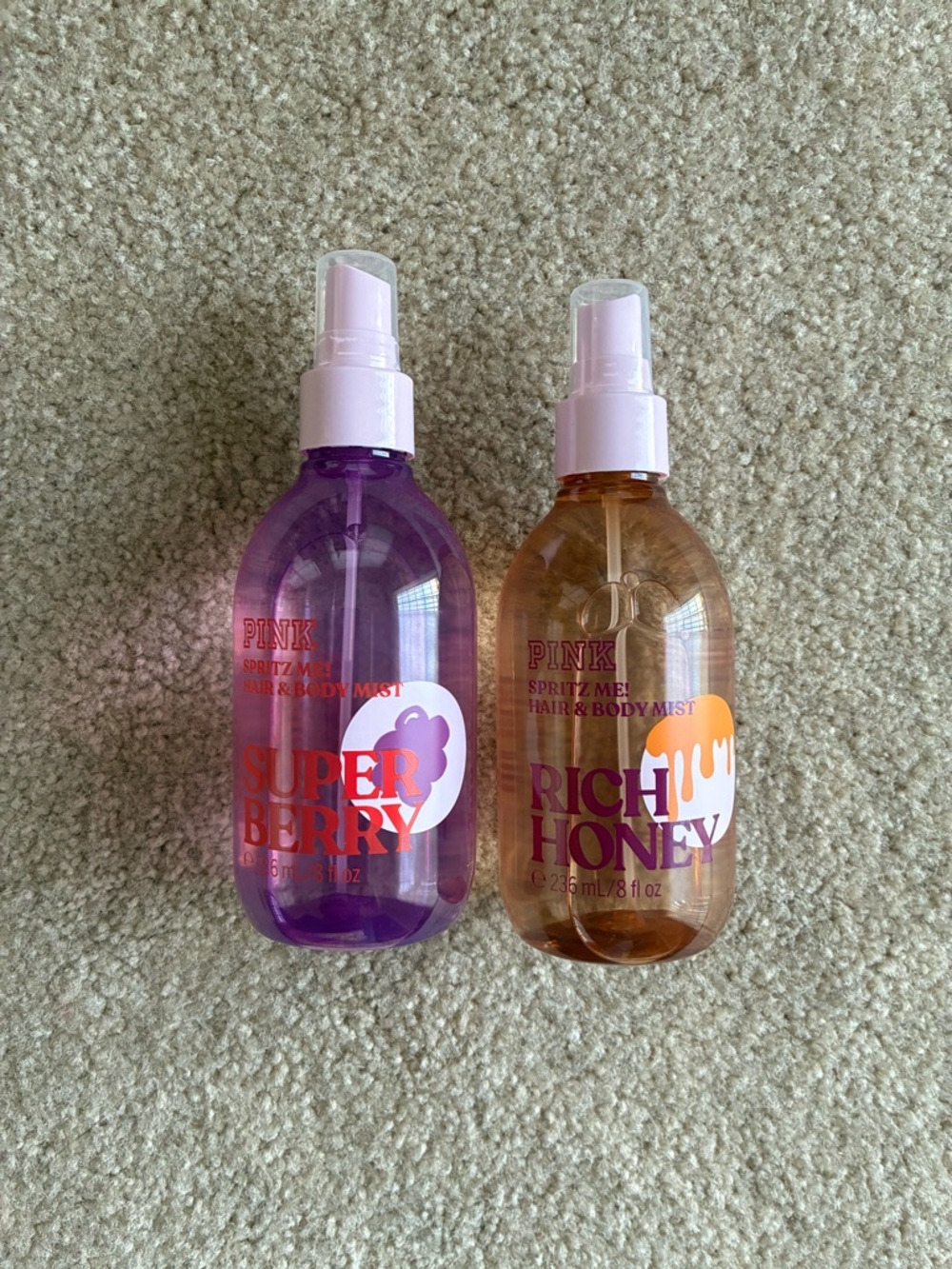 PINK Super Berry & Rich Honey Hair & Body Mist Duo - Purple & Amber